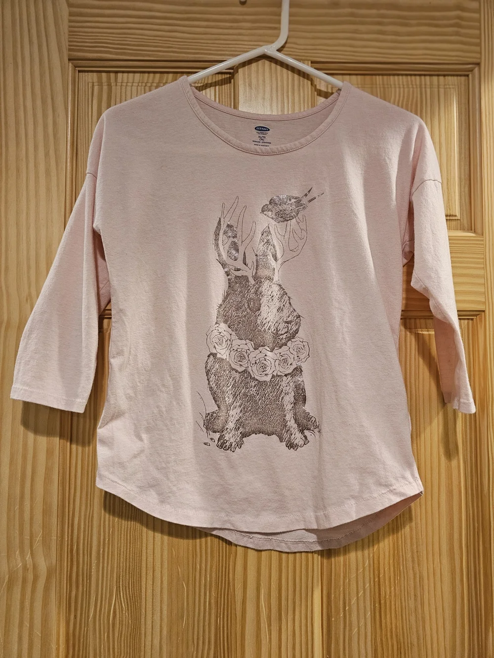 4/$10 Girls 14 Graphic Long Sleeve Tee Bunny XL Pink